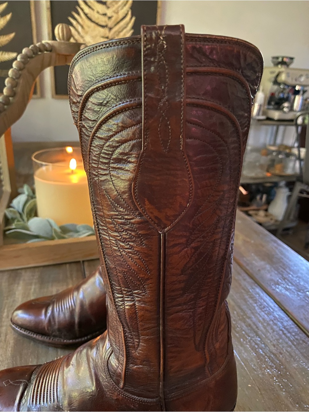 Vtg Luchesse Leather Western San Antonio 8083 Cowboy Boots Womens 7B Brown - Picture 8 of 8